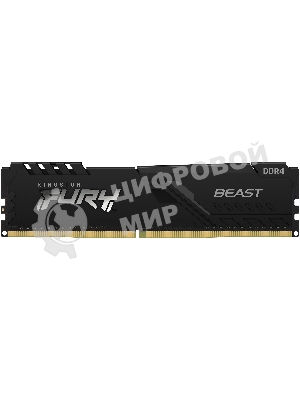 Оперативная память Kingston Fury Beast, DDR4, 32GB (1x32GB), 3600MHz, CL18, DIMM, с радиатором, черный