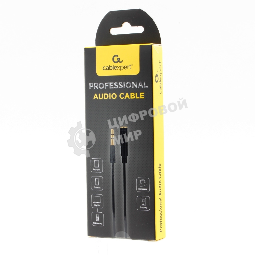 Кабель аудио удлинительный Cablexpert CCAB-02-35MF-3MB. 3.5 Jack (M)/3.5 Jack (F), черный, 3м, блистер
