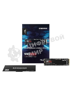 Накопитель SSD Samsung 990 PRO, 1000Gb, PCIe 4.0 x4, M.2 2280, NVMe, R/W 7450/6900, с радиатором