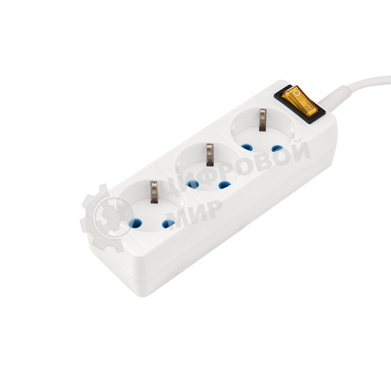 Удлинитель PROconnect 3 гнезда, 3 м, 3х0.75 мм², с/з, с кнопкой, белый
