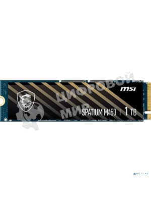 Накопитель SSD MSI SPATIUM M450, 1Tb, PCIe 4.0 x4, M.2 2280, NVMe, R/W 3400/2400
