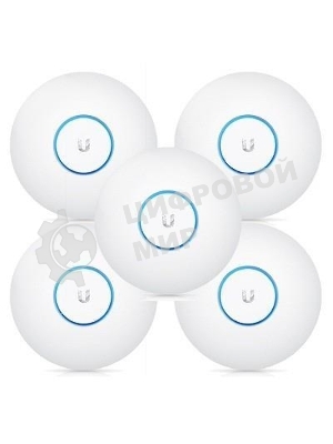 Комплект точек доступа [UAP-AC-PRO-5-EU] Ubiquiti UniFi AP AC Pro (5-pack) из 5ти точек доступа, 2.4/5 ГГц, 3x3 MIMO, до 1300+450 Мбит/с, 2 гигабитных сетевых порта, поддержка питания IEEE 802.3af PoE/802.3at PoE+. Дистанция связи до 122 метров.