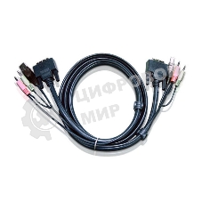 Кабель KVM USB(тип А Male)+DVI-D(Male)2хАудио(Male) (-) USB(тип B Male)+DVI-D(Male)+2хАудио(Male) 3м., черный. CABLE DVI/USB B/MC.SP-DVI/USB A 3M