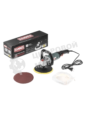 Машина шлифовальная угловая Hammer Flex USM1200P 1200Вт 600-3500об/мин тарелка 180мм, полировальная