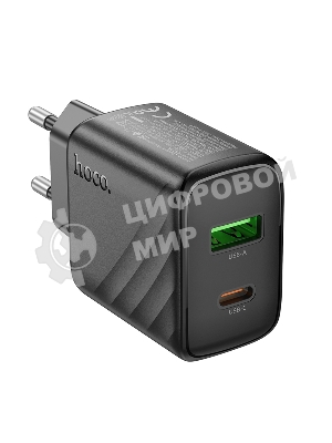 Сетевое зарядное устройство Hoco 30Вт, 3А, QC3.0/PD, 1хUSB, 1хType-C, CS23A, черный, коробка