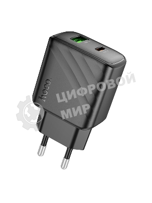 Сетевое зарядное устройство Hoco 30Вт, 3А, QC3.0/PD, 1хUSB, 1хType-C, CS23A, черный, коробка
