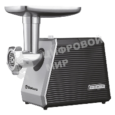 Мясорубка электрическая Sakura SA-6424BK черный, 2000 Вт, 3.5 кг/мин, реверс, защита от перегрузки, насадки - 4