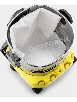 Строительный пылесос Karcher WD 5 S V-25/5/22 желтый, 1100 Вт, уборка сухая/сбор воды, пылесборник мешок/контейнер, 25 л