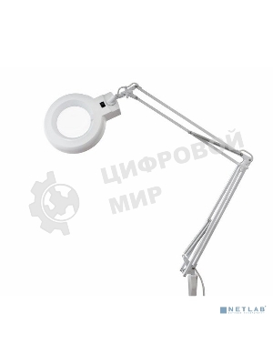 Лупа на струбцине Rexant, круглая, 3D, с подсветкой 60 LED, сенсорный регулятор яркости, белая