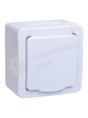 Розетка одноместная IEK ERMP12-K01-16-54-EC РСб20-3-ГПБб роз.1м с з/к о/у IP54 (цвет крышки:белый) ГЕРМЕС PLUS