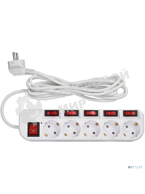 Сетевой фильтр Buro 500SH-3-SW-W 3 м, 5 розеток, белый, коробка