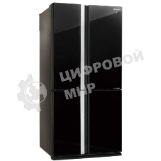 Холодильник Sharp SJGX98PBK черный стекло трехкамерный 394/211л морозилка снизу, No Frost, Side by Side