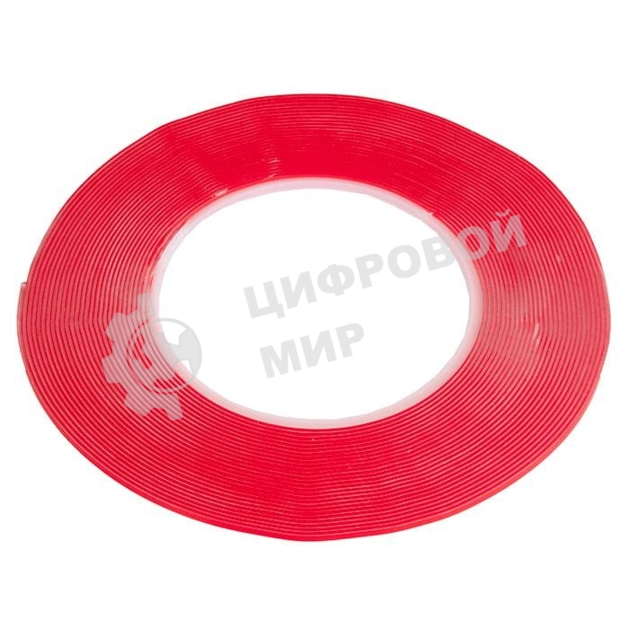 Скотч двусторонний прозрачный 3M 865373 с красной защитной лентой толщина 1мм, ширина 2мм длина 10м