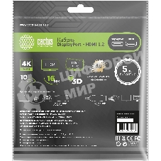 Кабель аудио-видео Cactus CS-DP-HDMI-1.2-2 DisplayPort (m)/HDMI (m) 2м. позолоч.конт. черный