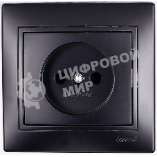 Розетка 1-м СП Мира 16А IP20 без заземл. со вставкой керамика черный бархат LEZARD 701-4242-121