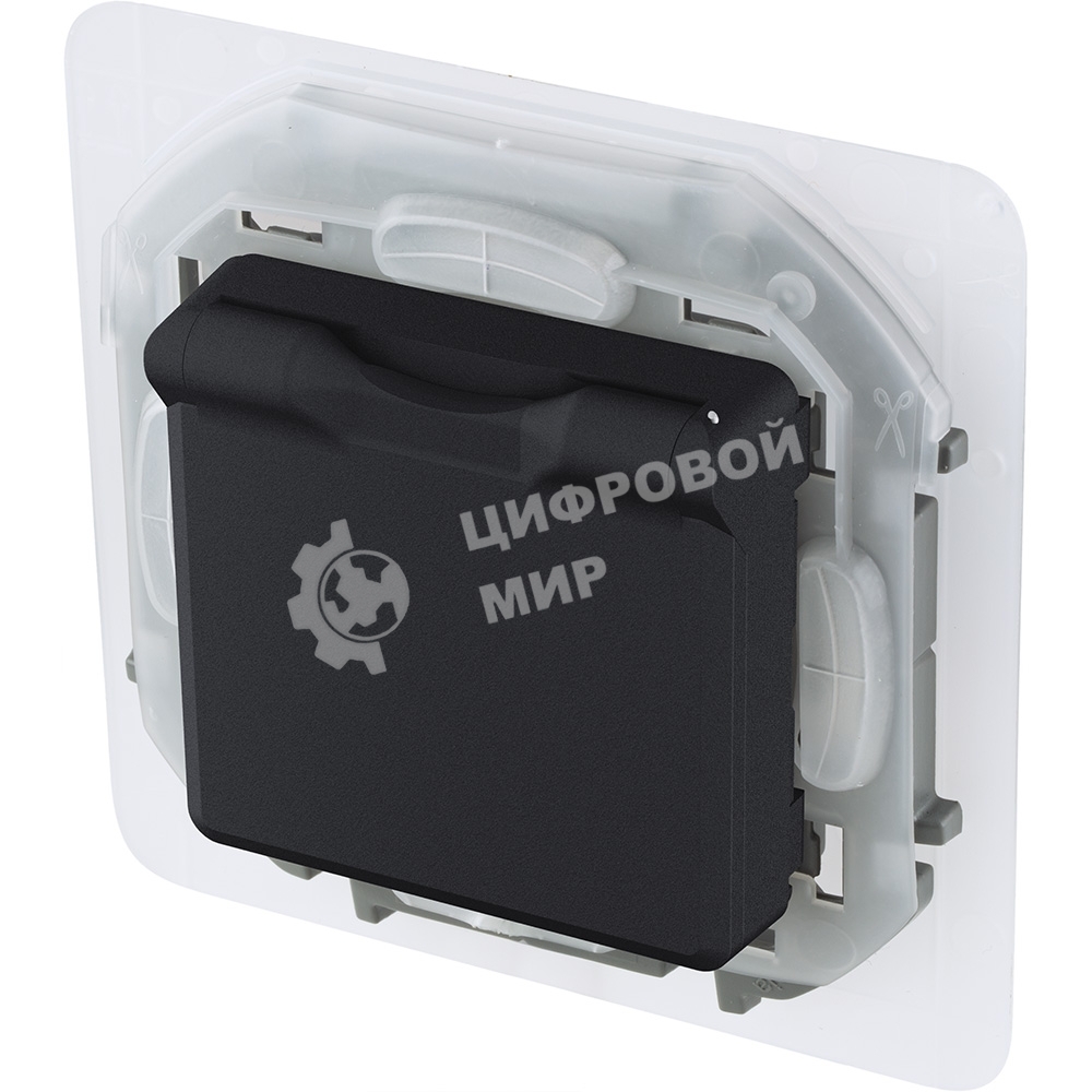 Розетка 2К+З IP44 с крышкой и шторками немецкий стандарт 16А 250 В антрацит