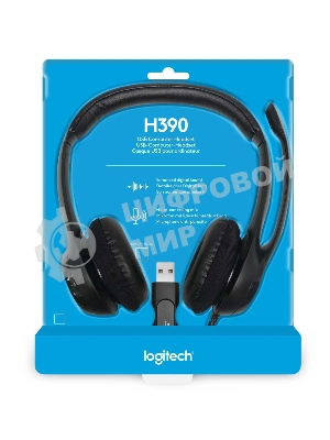 Гарнитура Logitech H390 чёрный, проводная, USB