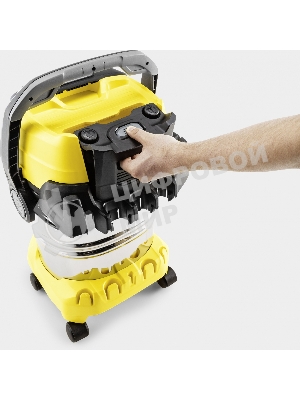 Строительный пылесос Karcher WD 5 S V-25/5/22 желтый, 1100 Вт, уборка сухая/сбор воды, пылесборник мешок/контейнер, 25 л