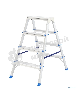 Стремянка двусторонняя Сибртех 4ст алюминиевая