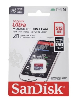 Флеш карта microSD 512Gb SanDisk microSDXC Class 10 Ultra UHS-I A1 140Mb/s