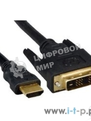 Кабель HDMI-DVI Cablexpert CC-HDMI-DVI-7.5MC, 19M/19M, single link, медь, позол.разъемы, экран, 7.5м, черный, пакет