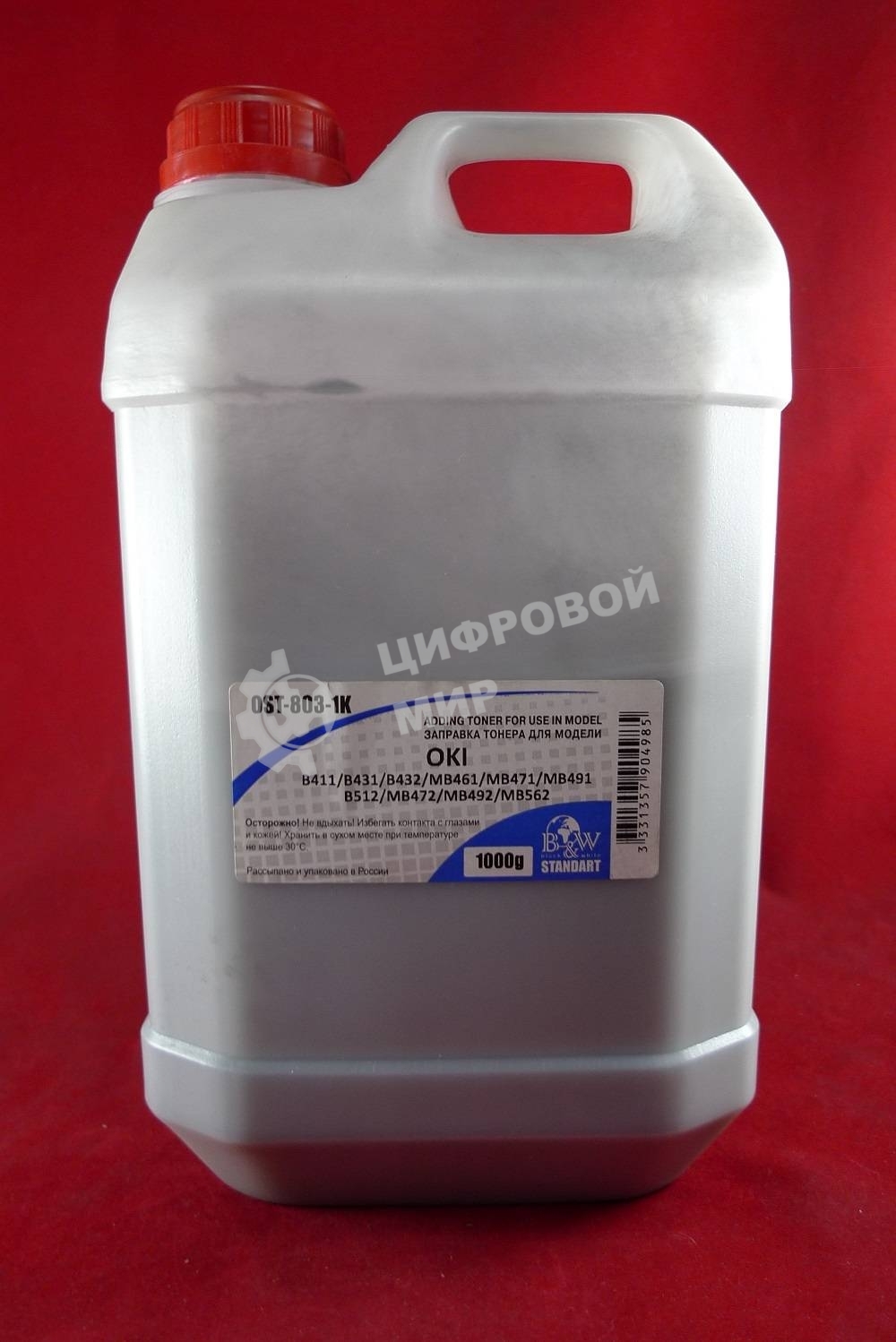 Тонер OKI B411/B431/B432/MB461/MB471/MB491/B512/MB472/MB492/MB562 Black (кан. 1кг) B&W Standart фас. Россия