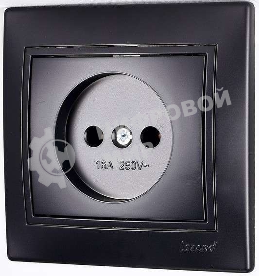 Розетка 1-м СП Мира 16А IP20 без заземл. со вставкой керамика черный бархат LEZARD 701-4242-121