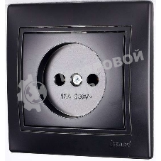 Розетка 1-м СП Мира 16А IP20 без заземл. со вставкой керамика черный бархат LEZARD 701-4242-121