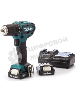 Дрель-шуруповерт Makita DF333DWYE, 12 В, 1.5 Ач, 30 Нм, щеточный