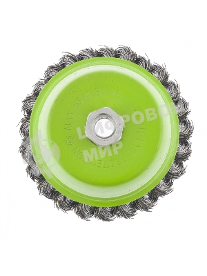 Щетка для УШМ Сибртех, 75 мм М14, чашка, крученая металлическая проволока 0,5 мм