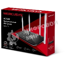 Беспроводный маршрутизатор Mercusys AC12, Dual Band, (867Мбит/с на 5 ГГц + 300Мбит/с на 2,4 ГГц)4 порта 100 Мбит/с, 4 фиксированных антенны