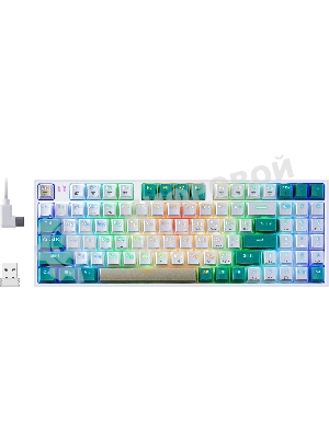 Клавиатура беспроводная Defender REDRAGON VEIGAR USB, Bluetooth/Радиоканал, бело-голубая