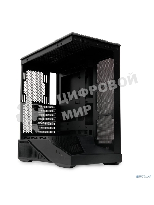 Компьютерный корпус без блока питания HSPD F711-TGbK, Panoramic Full Tower, Black, TG, 0.7 SPCC, no fans ATX, mATX, mITX 190/420/280мм 2x2.5