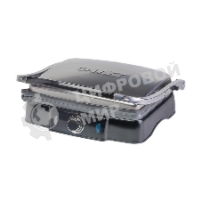 Гриль электрический Galaxy Line GL 2961, черный с серебристым, механическое управление, 2200 Вт, мраморное керамическое покрытие рабочей поверхности, корпус из нержавеющей стали, индикаторы сети и нагрева, регулятор температуры, лопатка и емкости для сбора жидкости