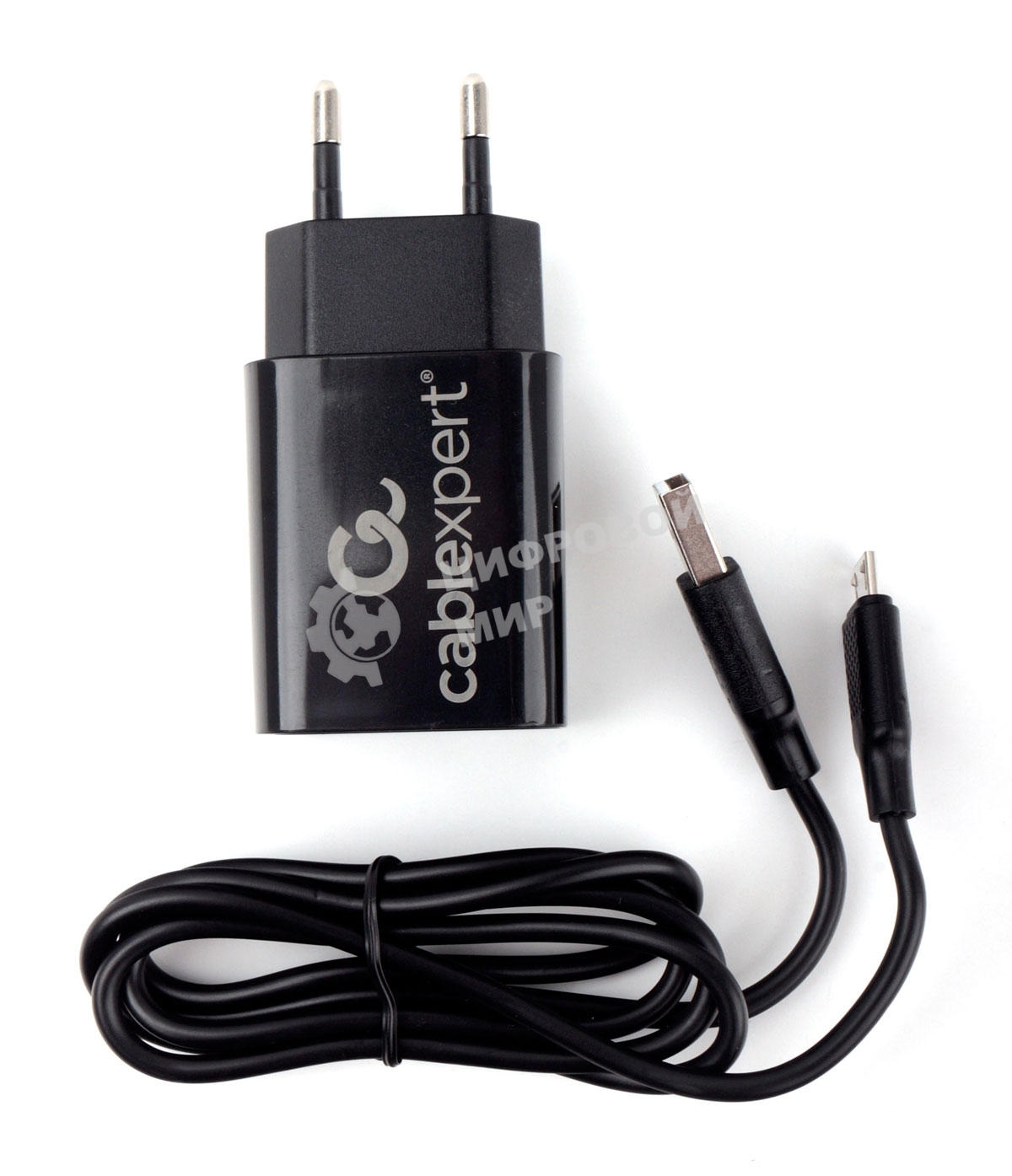 Сетевое зарядное устройство Cablexpert MP3A-PC-35 USB 2 порта, 2.4A, черный + кабель 1м micro