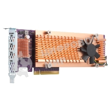Плата расширения QNAP QM2-4P-384 Quad M.2 PCIe NVMe SSD expansion card; supports up to four M.2 2280 formfactor M.2 PCIe (Gen3 x4) SSDs; PCIe Gen3 x8 host interface; Low-profile bracket pre-loaded, Low-profile flat and Full-height are bundled