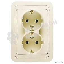 Розетка Makel 2-м СП Mimoza 16А IP20 с заземл. крем/крем