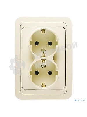 Розетка Makel 2-м СП Mimoza 16А IP20 с заземл. крем/крем
