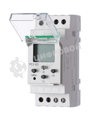 Реле времени PCZ-521 (1канал-125пар вкл./выкл. сут./нед. циклы 24-264В AC/DC 16А 1перекл. IP20 монтаж на DIN-рейке) F&F EA02.002.001
