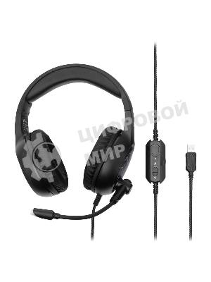 Гарнитура Oklick HS-L930G чёрный/синий, проводная, USB, подсветка