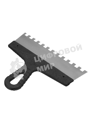 Шпатель из нержавеющей стали Сибртех 250 мм, зуб 10х10 мм, пластмассовая рукоятка