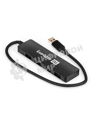 USB-концентратор 4-в-1 ExeGate DUB-4P/3 (кабель-адаптер USB3.0 --> 4xUSB3.0, Plug&Play, черный)