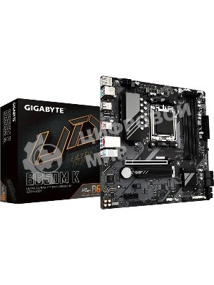 Материнская плата GIGABYTE B650M K, AM5, AMD B650, 4xDDR5, 4xSATA, 2xM.2, 1xPCIe 4.0 x16, 1xPCIe x1, 1xHDMI, 1xDP, 1x2.5Gb LAN, 1xUSB 3.2 Gen 2, 2xUSB 3.2 Gen 1, 4xUSB 2.0, 3x3.5 мм, 7.1, micro-ATX