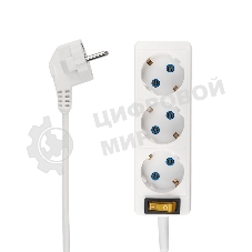 Удлинитель PROconnect 3 гнезда, 1.5 м, 3х0.75 мм², с/з, с кнопкой, белый