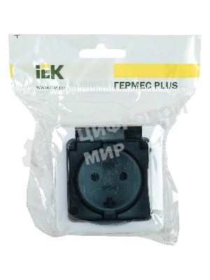 Розетка 2-м ОП Гермес Plus РСб22-3-ГПБд с защ. крышкой с заземл. IP54 (цвет крышки дымчатый) IEK ERMP22-K03-16-54-EC