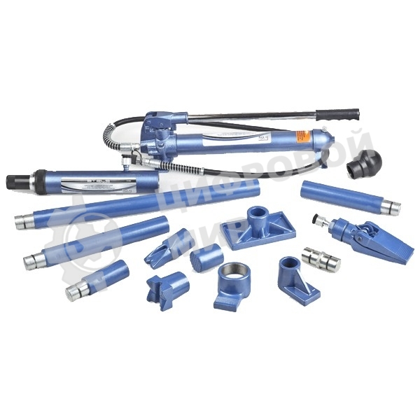 Растяжка гидравлическая Stels 51353 10 т, набор из 17 предметов, 7 сменных насадок, в метал. кейсе