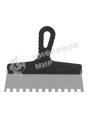 Шпатель из нержавеющей стали Сибртех 250 мм, зуб 10х10 мм, пластмассовая рукоятка