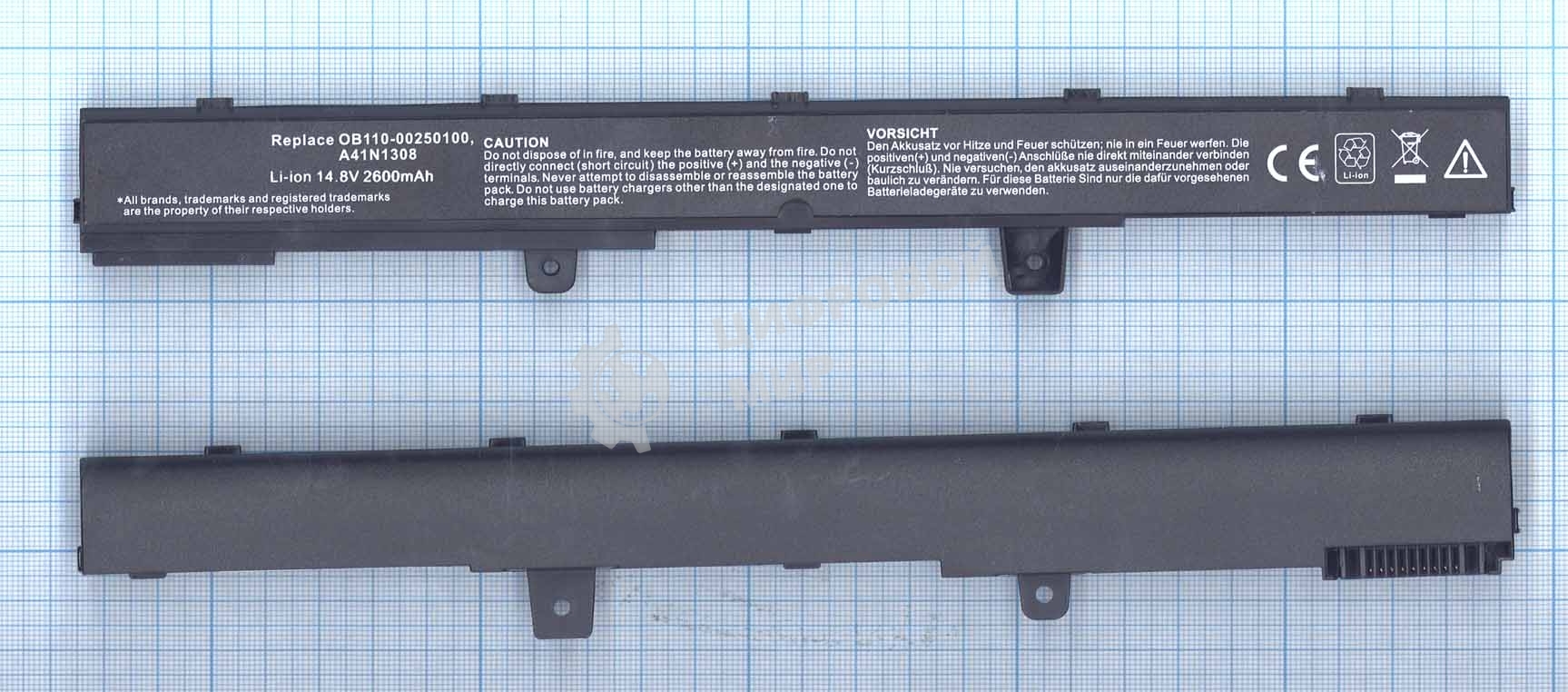 Аккумуляторная батарея для ноутбука Asus X441CA X551CA 14.8V 2600mAh OEM черный