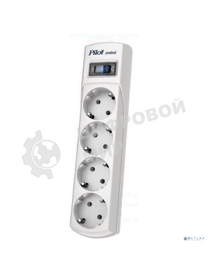 Сетевой фильтр Pilot mini 10 м, 4 розетки, белый, коробка
