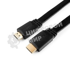 Кабель Cablexpert HDMI CC-HDMI490-15, 19M/19M, v2.0, медь, позол.разъемы, экран, плоский кабель, 1м, черный, пакет